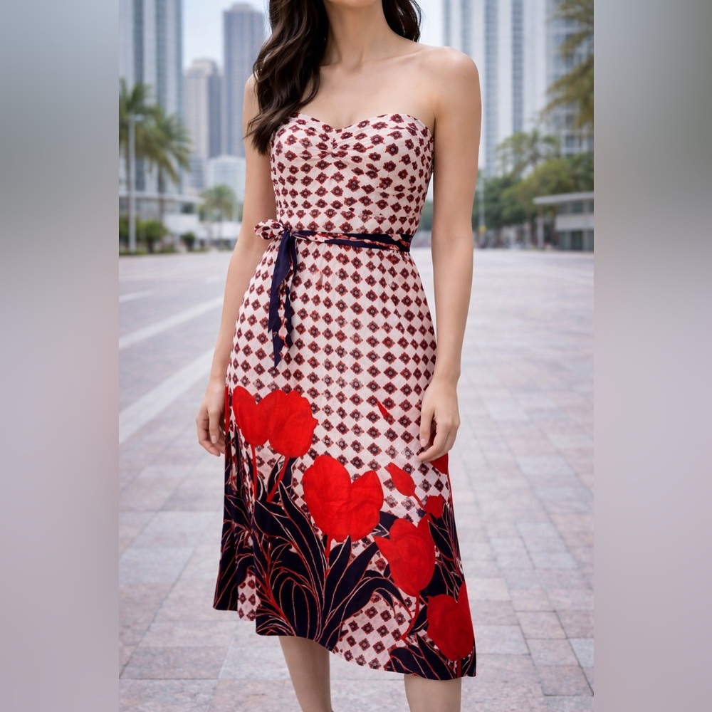 Maeve Strapless Floral Cotton Dress - Versatile Style for Party, Brunch Casual